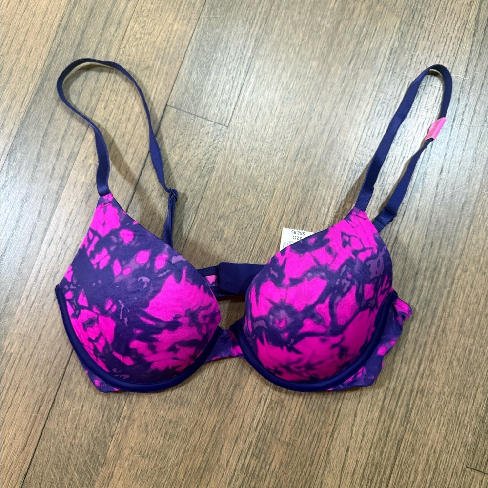 New Victoria's Secret Pink Vibrant Pink and Deep Purple Push Up Bra-Size 32C